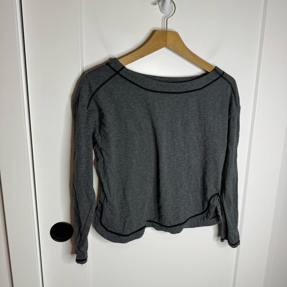 Intimately Free People Charcoal Gray Long Sleeve Boxy Crop Tee Size Large